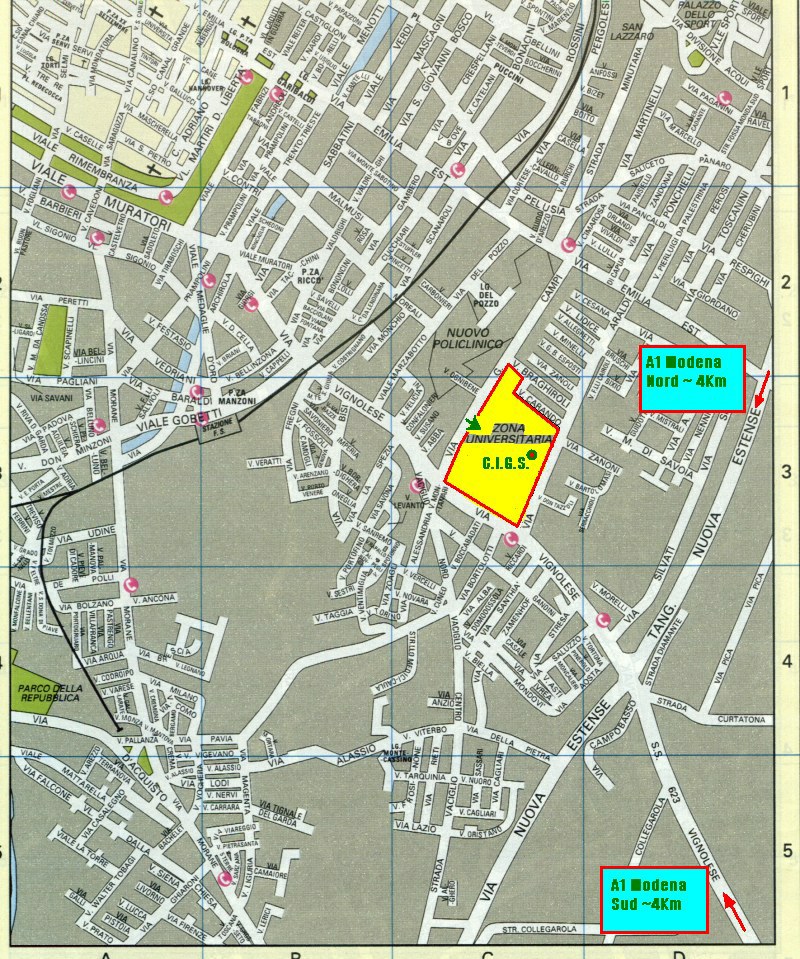 Pianta del campus universitario di via Campi con indicazione del CIGS